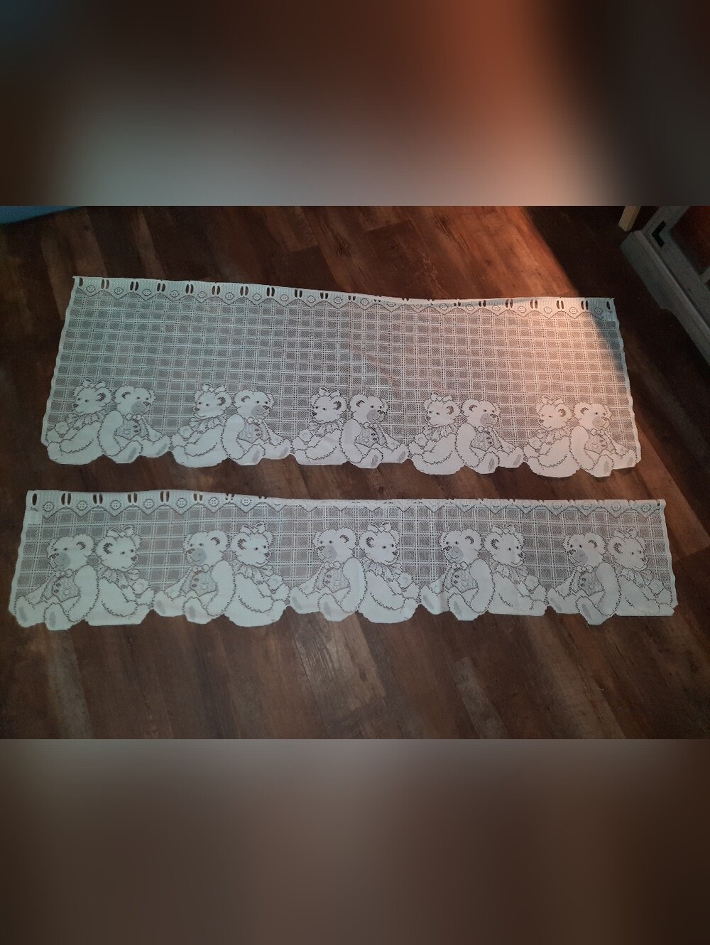 Cream Lace Bear Curtain Valances